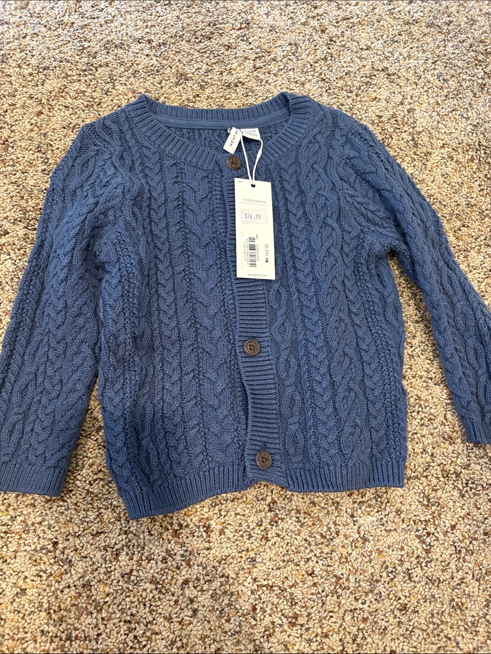 Janie and Jack Blue Cable Knit Cardigan